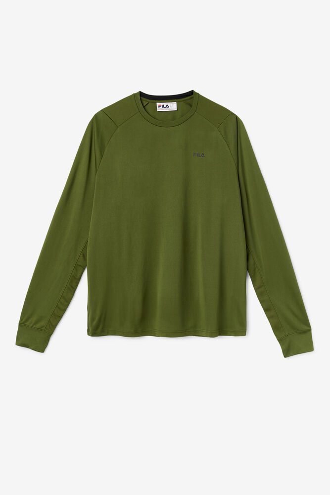 Fila T-Shirt Jazam Long Sleeve Crew Mens Olive - India WLM-680429